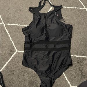 Black Women's One-Piece Halter Swimsuit